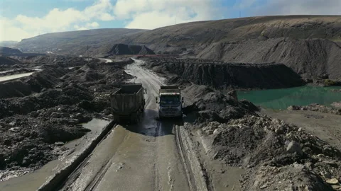 La Rinconada, Peru - March 5, 2026: Dump Trucks Working in Alluvial Gold Mine Stock Footage 345135604