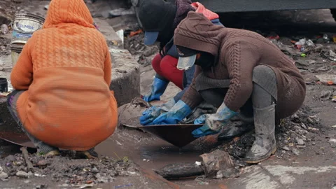 La Rinconada, Peru - March 5, 2026: Pallaqueras Searching for Gold in Peru Stock Footage 345136312