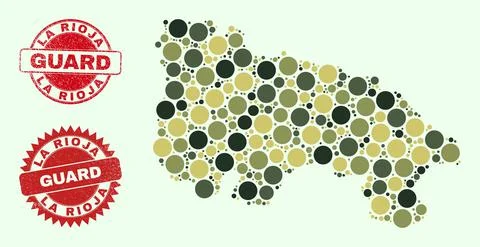 La Rioja of Spain Map Composition with Camo Military Round Elements with Stock Illustration