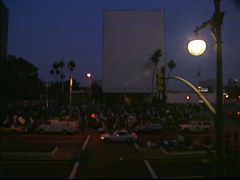 LA Riots 4-29-1992 Zoom In on Protesters on Parker Center Lawn Stock Footage 78167580