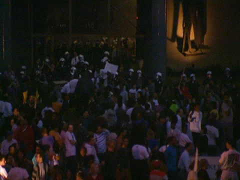 LA Riots 4-29-1992 Parker Center Police Line Outside Door Stock Footage 78167857