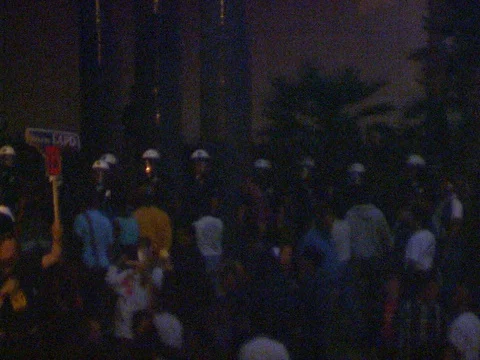 LA Riots 4-29-1992 Parker Center Protesters on Lawn and Sidewalk Stock Footage 78168517