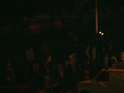 LA Riots 4-29-1992 Parker Center We want Justice Sign Stock Footage 78169272