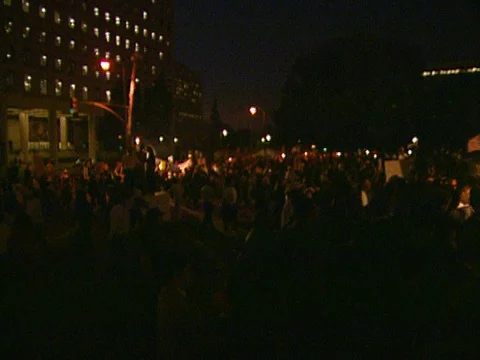 LA Riots 4-29-1992 Parker Center Protesters Display American Flag Stock Footage 78174042