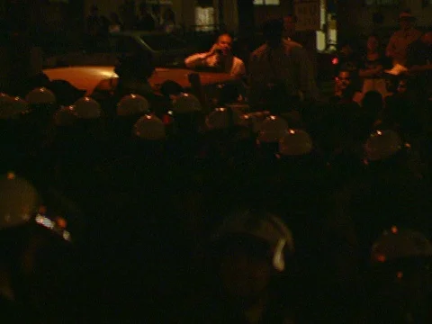 LA Riots 4-29-1992 Parker Center Fortified Police Line at Southern End Sidewalk Stock Footage 78174085