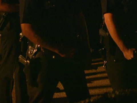 LA Riots 4-29-1992 Parker Center Pan Police Controlling South Lawn to Protesters Stock Footage 78199322