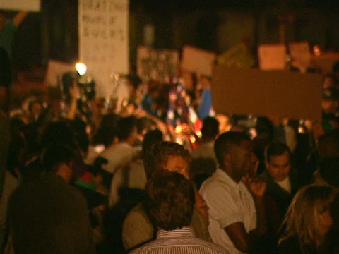 LA Riots 4-29-1992 Parker Center Protesters Burn Flag Stock Footage 78214515