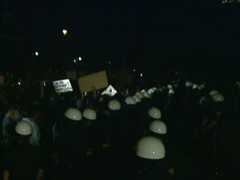 LA Riots 4-29-1992 Parker Center Protesters Taunt LAPD Chant No Justice No Peace Stock Footage 78214991