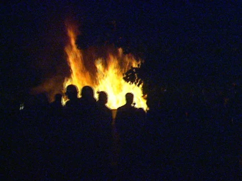 LA Riots 4-29-1992 Parker Center Guard Shack on Fire Police in Foreground Stock Footage 78216151