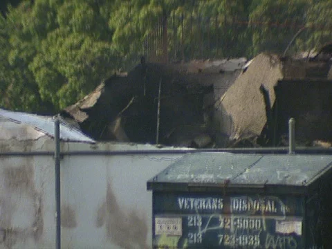 LA Riots 5-1-1992  Burned Out Building in South Central Los Angeles Stock Footage 78242857