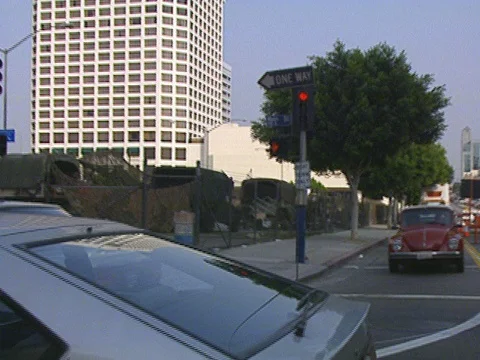 LA Riots 5-1-1992, National Guard Base Camp in Downtown Los Angeles Stock Footage 78243245