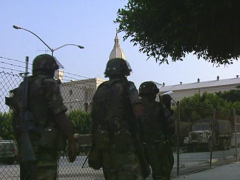 LA Riots 5-1-1992, National Guard Soldiers Going Out on Patrol Stock Footage 78243403