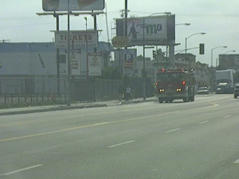 LA Riots 5-1-1992, Firetruck with Lights and Sirens Stock Footage 78244678