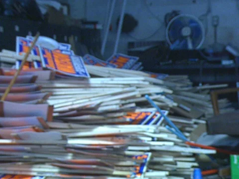 LA Riots 5-1-1992 Yard Signs at Diane Watson's Campaign Headquarters Stock Footage 78252555