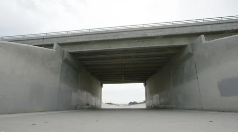 LA River Under Bridge 4K Stock Footage 61064484