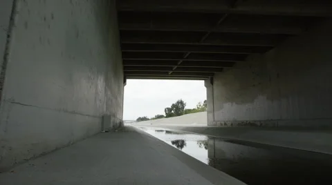 LA River Under Bridge 4K Stock Footage 61065861