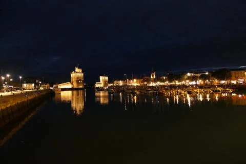 La Rochelle at night Stock Photos