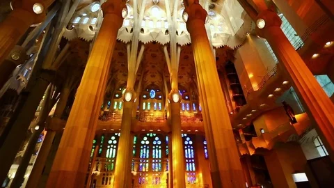 La Sagrada Familia interior Stock Footage