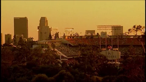 LA skyline &amp; Dodger Stadium 2 V1-0021 Stock Footage 76198708