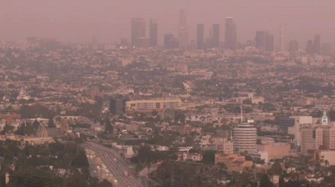 LA Skyline Sunset Video stock 490622