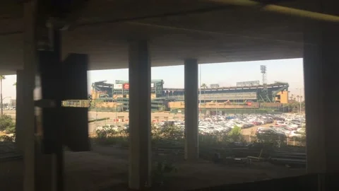 LA Stadium view from train window Stock Footage 234649840