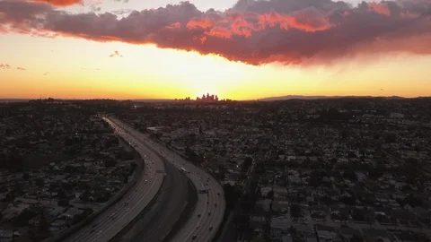LA Sunset Freeway Downtown 库存影片 103294346