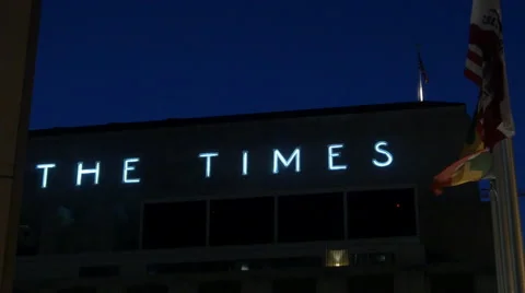 LA Times Sign at Night Stock Footage 54262863