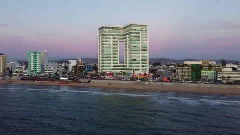 La Torre Eme in Mazatlán during Sunset Stock Footage 321380353