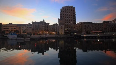 La Torretta, Savona at sunset Stock Footage 103808431