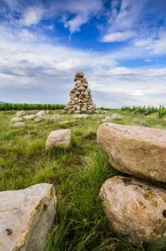 La Tour Bourdon, tower of blocks of sandstone, Beaujolais, France Stock Photos