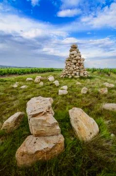 La Tour Bourdon, tower of blocks of sandstone, Beaujolais, France Stock Photos