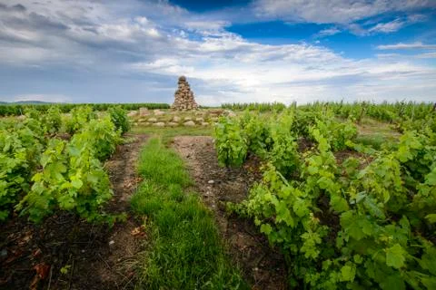 La Tour Bourdon, tower of blocks of sandstone, Beaujolais, France Stock Photos