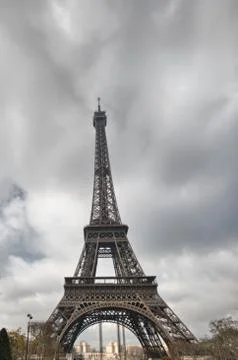 La tour eiffel. wide angle view from street level in winter Stock Photos