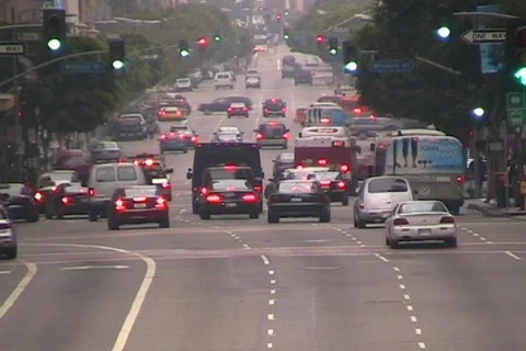 LA Traffic Long Distance Pull 12 Seconds Stock Footage 139846