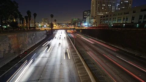 LA traffic Night Timelapse Stock Footage 104324816