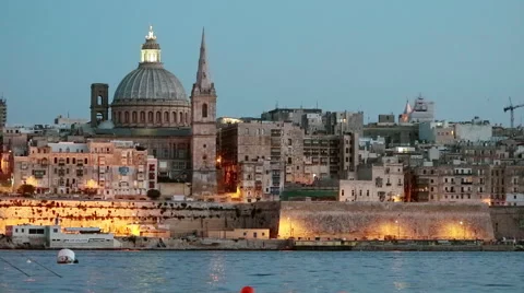 La Valetta at night, Malta. Stock Footage 64238656