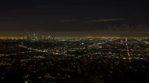 LA Wide View at Night Traffic HD Stock Footage 37568482