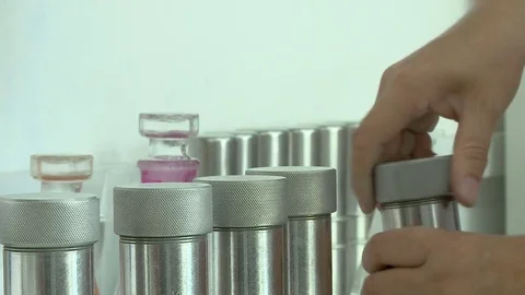 Lab. Analysis a piece of textile. Stock Footage 81229732