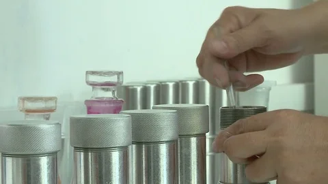 Lab. Analysis a piece of textile. Stock Footage 81230297