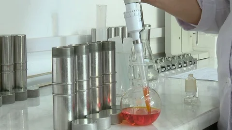 Lab. Analysis a piece of textile. Stock Footage 81233080