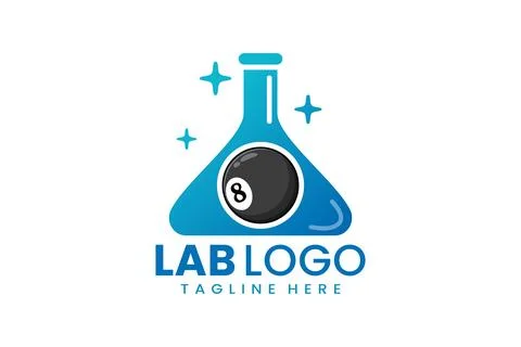 Lab and Billiard Logo, Science Meets Sports Art Stock Illustration