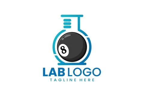 Lab and Billiard Logo, Science Meets Sports Art Stock Illustration