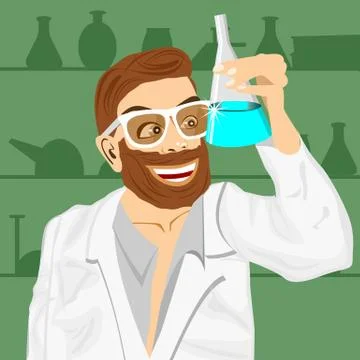 Lab assistant holding bunsen flask Stock-Illustration