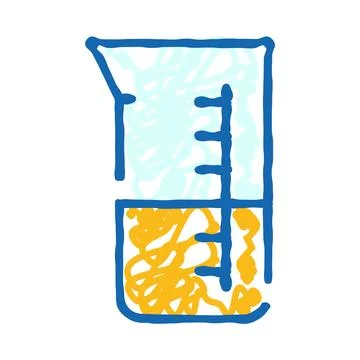 Lab beaker holding liquid and complex substance Stock Illustration