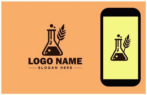 Lab beaker icon Glass beaker Chemical flask Laboratory flask flat logo sign.. Stock Illustration
