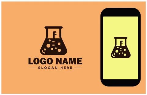 Lab beaker icon Glass beaker Chemical flask Laboratory flask flat logo sign.. Stock Illustration