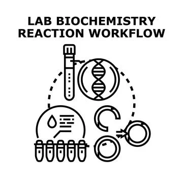 Lab biochemistry reaction workflow analyzing medical data Stock Illustration