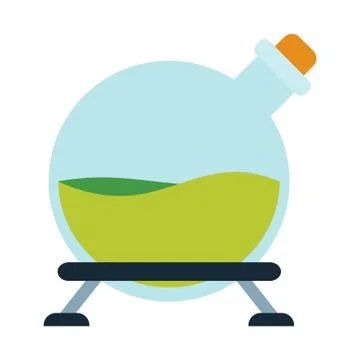 Lab bulb on stand with liquid vector icon flat isolated Stock Illustration