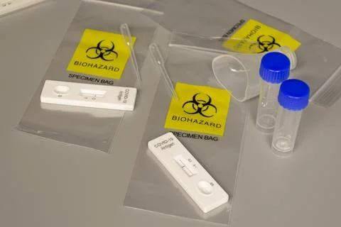 Lab card kit tested NEGATIVE for viral novel coronavirus virus. Stock Photos
