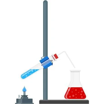Lab chemistry equipment vector experiment illustration on white Stock Illustration